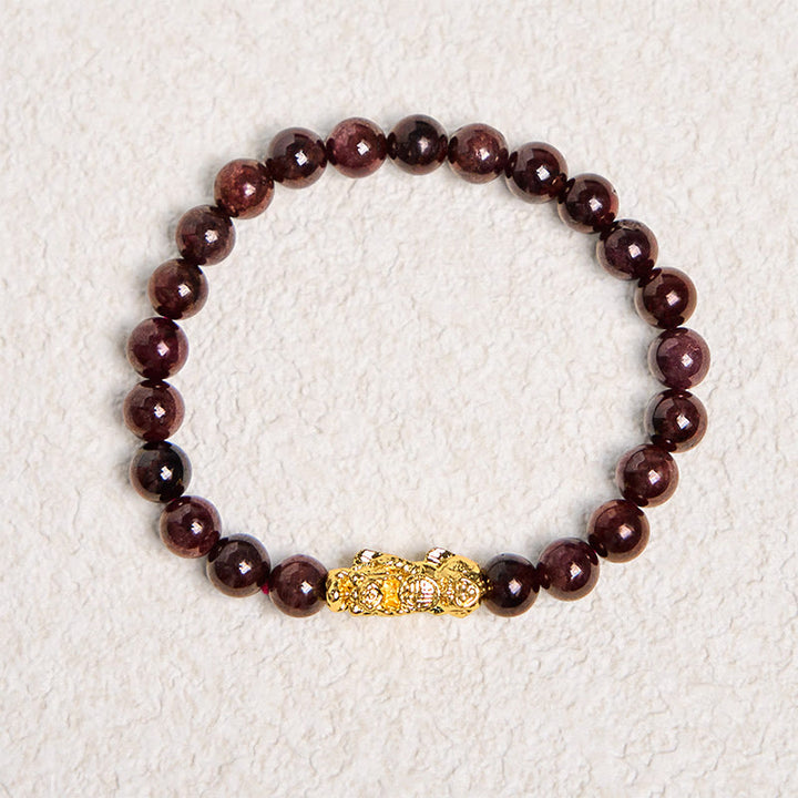 Buddha Stones Natural Garnet Beads PiXiu Protection Bracelet - image 5