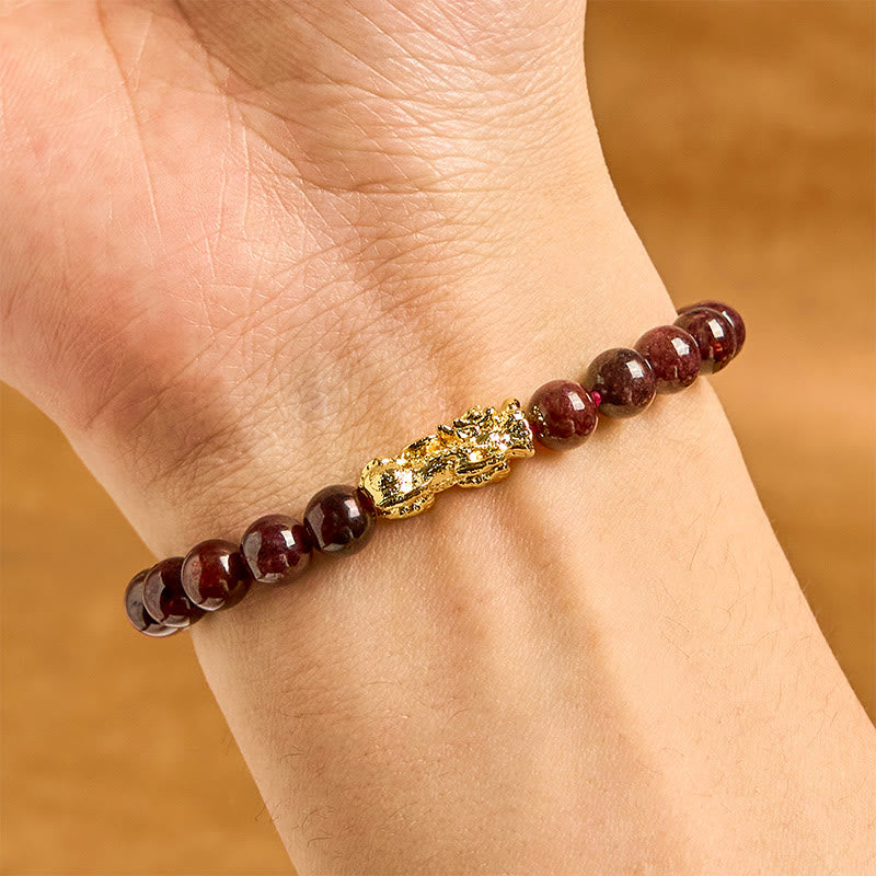 Buddha Stones Natural Garnet Beads PiXiu Protection Bracelet - image 2