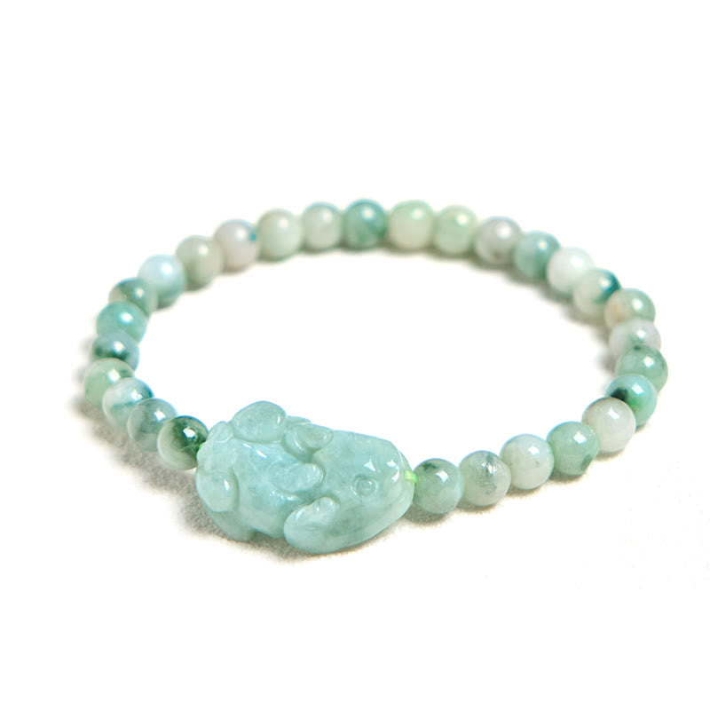 Buddha Stones Natural Green Jade PiXiu Carved Luck Bracelet - image 6