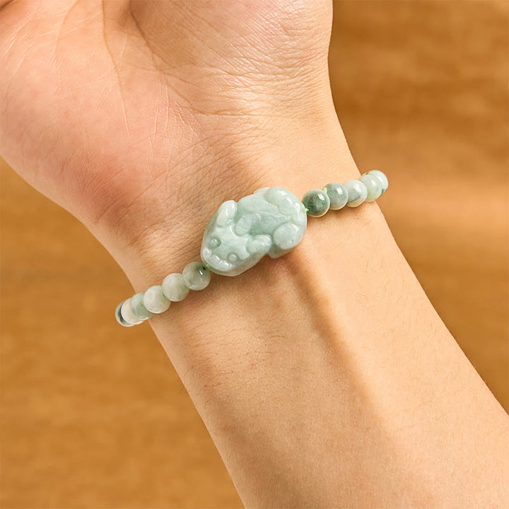 Buddha Stones Natural Green Jade PiXiu Carved Luck Bracelet - image 2