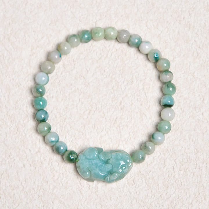 Buddha Stones Natural Green Jade PiXiu Carved Luck Bracelet - image 5