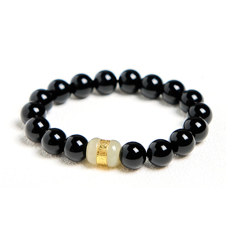 Buddha Stones Natural Black Onyx Jade Support Bracelet - image 1