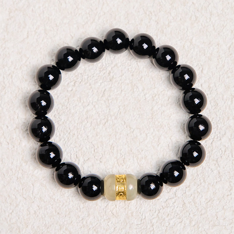 Buddha Stones Natural Black Onyx Jade Support Bracelet - image 5
