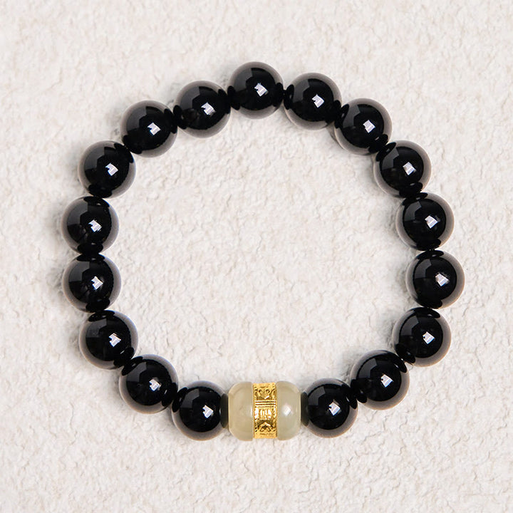 Buddha Stones Natural Black Onyx Jade Support Bracelet - image 5