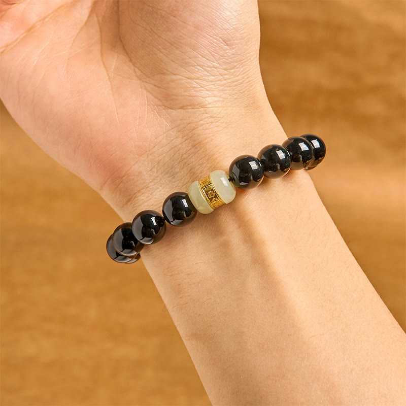 Buddha Stones Natural Black Onyx Jade Support Bracelet - image 4