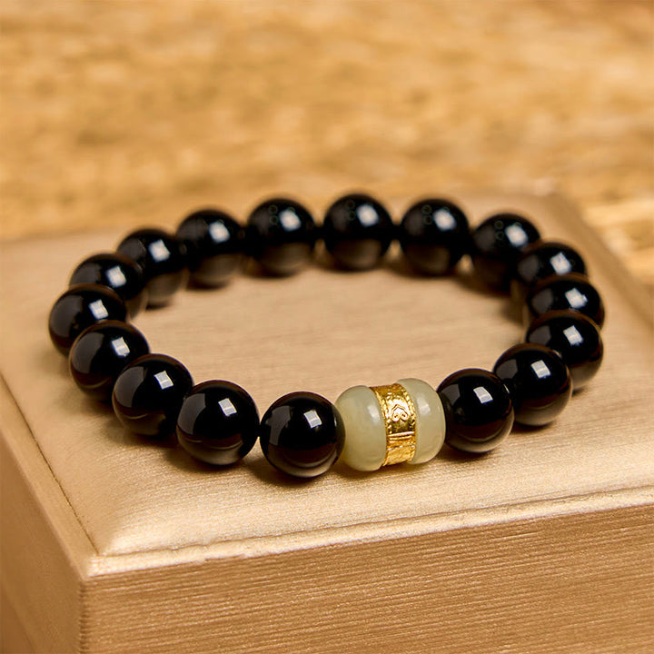 Buddha Stones Natural Black Onyx Jade Support Bracelet - image 2