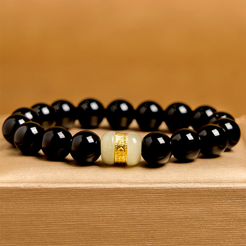Buddha Stones Natural Black Onyx Jade Support Bracelet - image 3