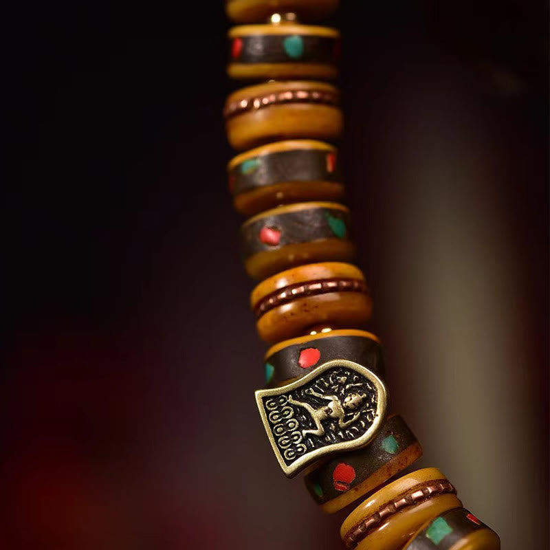 Buddha Stones Tibetan Camel Bone Dice Tassel Protection Bracelet - image 3