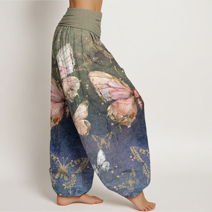 Buddha Stones Vintage Butterfly Pattern Women's Elastic Waist Harem Pants - image 2