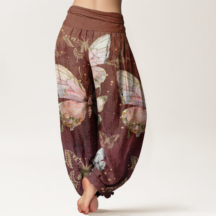 Buddha Stones Vintage Butterfly Pattern Women's Elastic Waist Harem Pants - image 5
