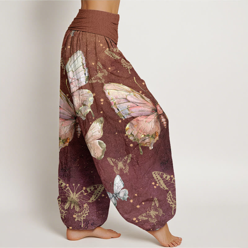 Buddha Stones Vintage Butterfly Pattern Women's Elastic Waist Harem Pants - image 6