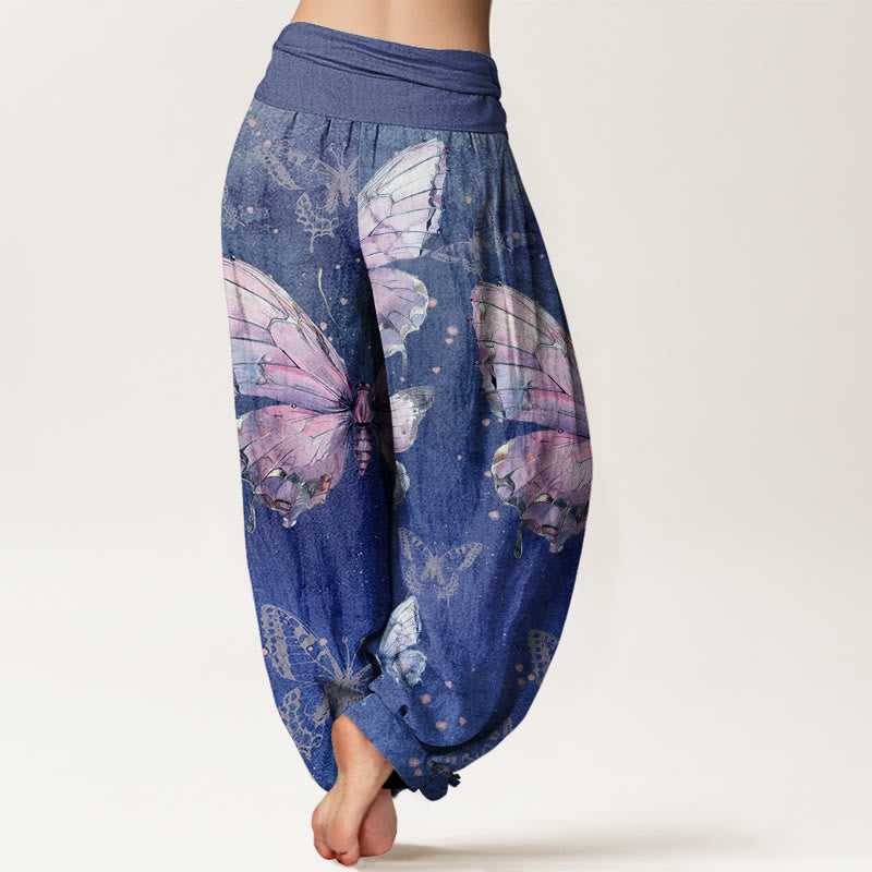 Buddha Stones Vintage Butterfly Pattern Women's Elastic Waist Harem Pants - image 8