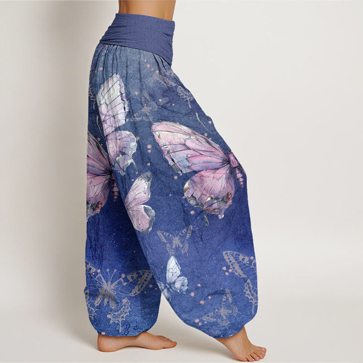 Buddha Stones Vintage Butterfly Pattern Women's Elastic Waist Harem Pants - image 9
