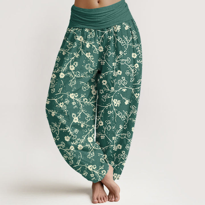 Buddha Stones Flower Branch Pattern Simple Design Women's Elastic Waist Harem Pants - SeaGreen - US22，UK/AU26，EU54 (6XL) - image 0