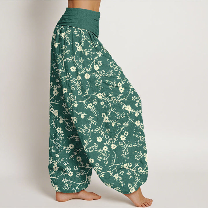 Buddha Stones Flower Branch Pattern Simple Design Women's Elastic Waist Harem Pants - image 2