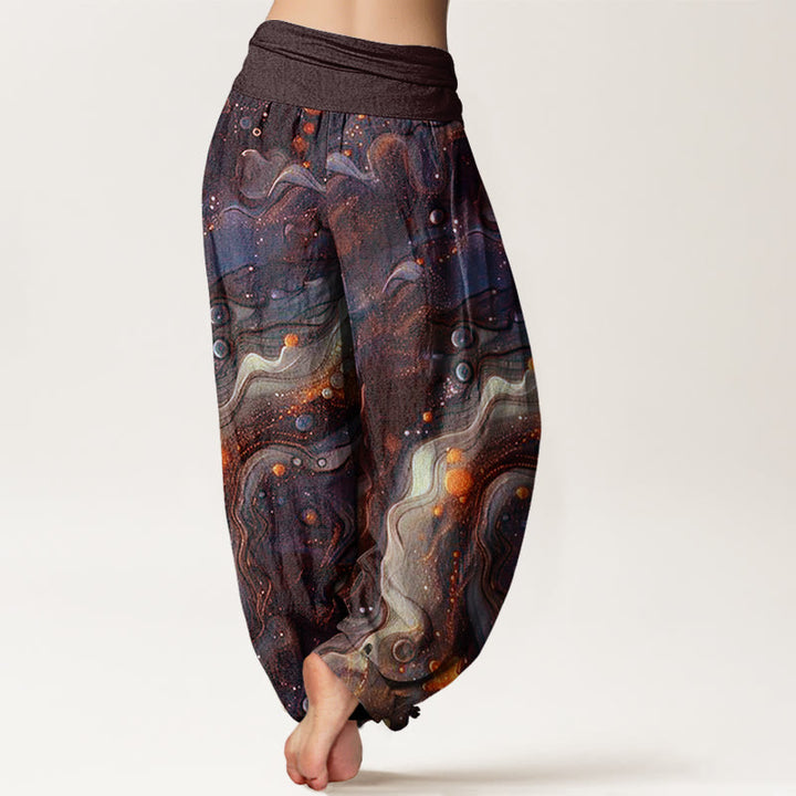 Buddha Stones Cotton Oceanic Golde Star Pattern Women's Elastic Waist Harem Pants - image 5
