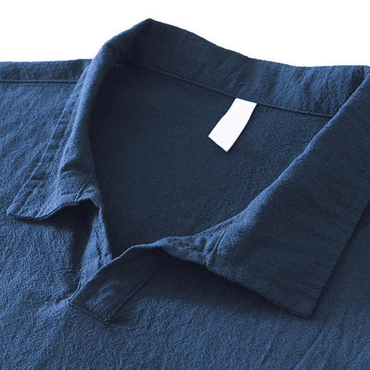 Buddha Stones Vintage Plain Simple Design Men's Short Sleeve Cotton Linen Shirt Clothing With Pockets - image 7