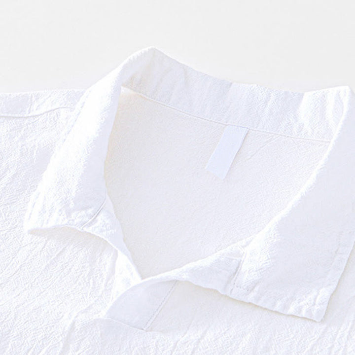 Buddha Stones Vintage Plain Simple Design Men's Short Sleeve Cotton Linen Shirt Clothing With Pockets - image 14