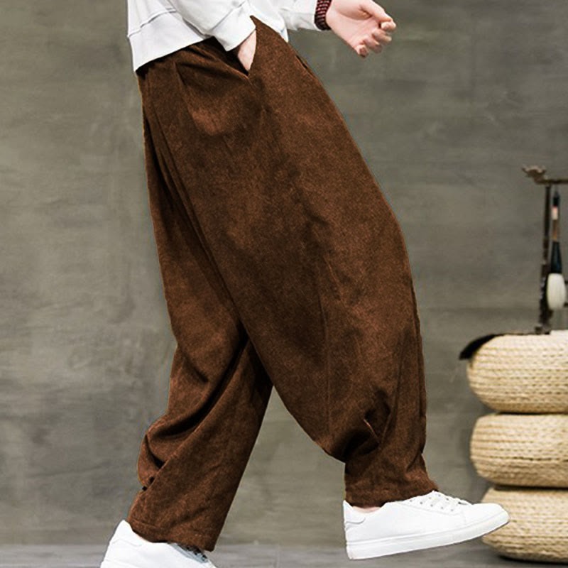 Buddha Stones Casual Plain Cotton Bloomer Men's Pants With Pockets - image 37