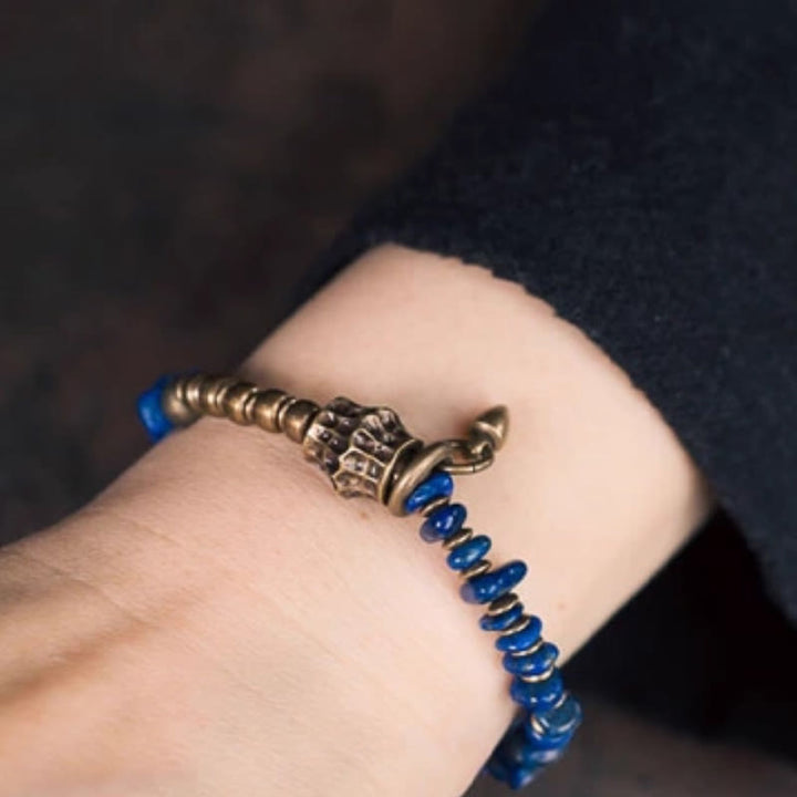 Buddha Stones Vintage Irregular Shape Design Lazurite Positive Bracelet - image 12