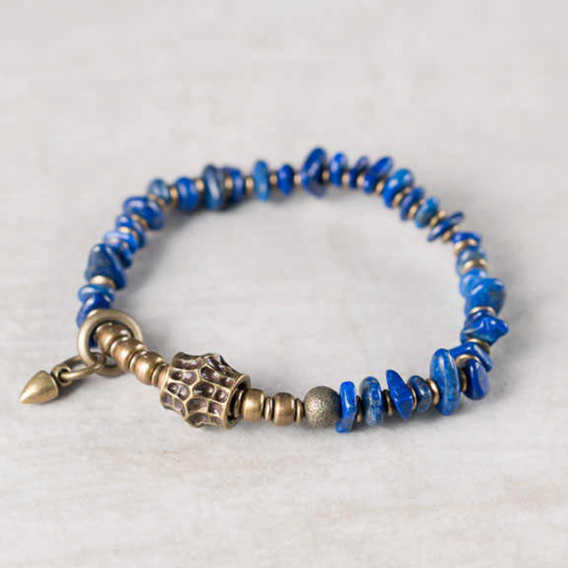 Buddha Stones Vintage Irregular Shape Design Lazurite Positive Bracelet - image 2