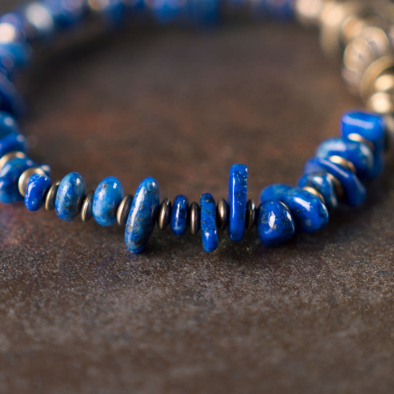 Buddha Stones Vintage Irregular Shape Design Lazurite Lapis Lazuli Positive Bracelet - image 7