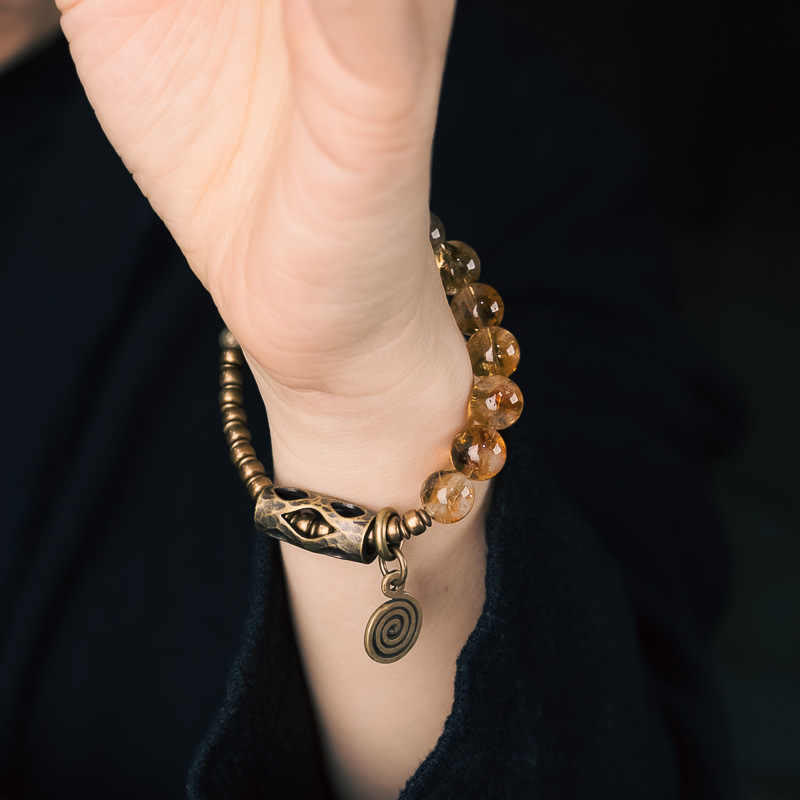 Buddha Stones Daily Retro 10mm Citrine Beads Protection Bracelet - image 13
