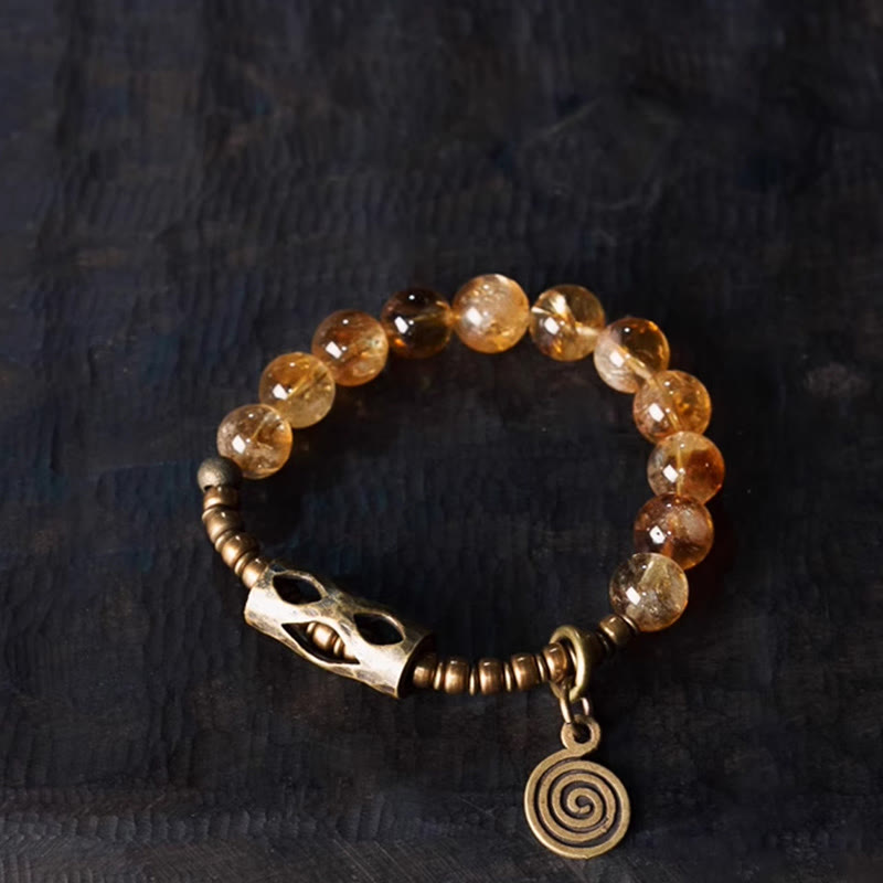 Buddha Stones Daily Retro 10mm Citrine Beads Protection Bracelet - image 2