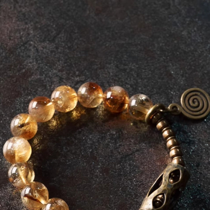 Buddha Stones Daily Retro 10mm Citrine Beads Protection Bracelet - image 8