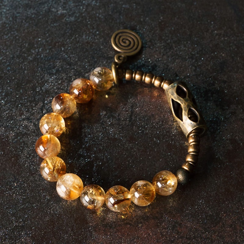 Buddha Stones Daily Retro 10mm Citrine Beads Protection Bracelet - image 1