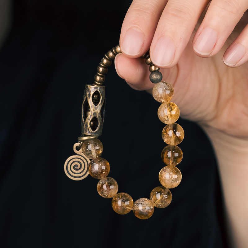 Buddha Stones Daily Retro 10mm Citrine Beads Protection Bracelet - image 10