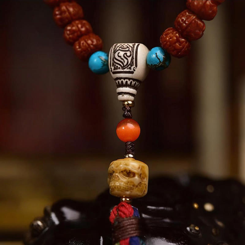 Buddha Stones 108 Beads Rudraksha Bodhi Seed Wealth Tassel Mala - image 6