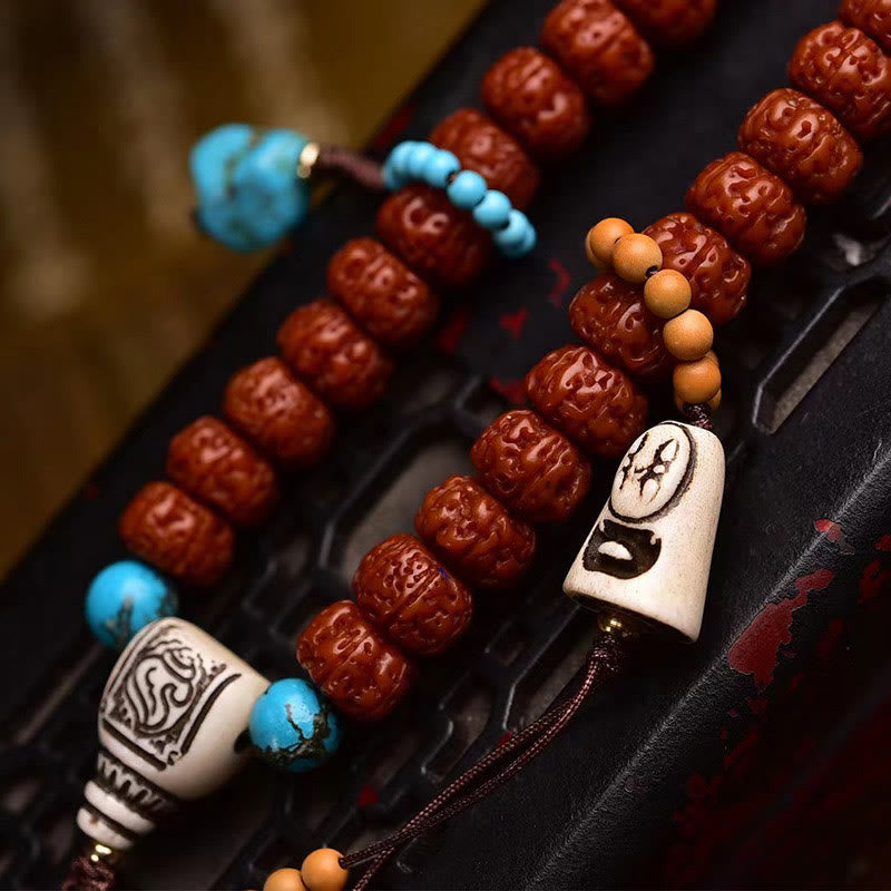 Buddha Stones 108 Beads Rudraksha Bodhi Seed Wealth Tassel Mala - image 3