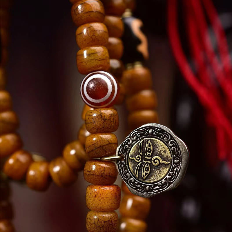 Buddha Stones Tibetan 108 Beads Camel Bone Luck Tassel Mala - image 3