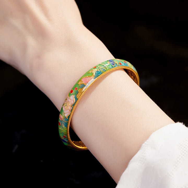 Buddha Stones 999 Sterling Silver Koi Fish Lotus Hollow Design Wealth Bracelet Bangle 2.28 IN (58 MM) - image 4