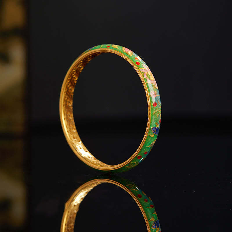 Buddha Stones 999 Sterling Silver Koi Fish Lotus Hollow Design Wealth Bracelet Bangle 2.28 IN (58 MM) - image 2