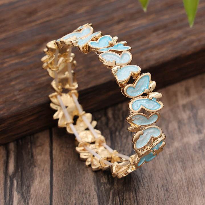 Buddha Stones Colorful Butterfly Freedom Alloy Elastic Bracelet Bangle - Blue Butterfly 60mm - image 7