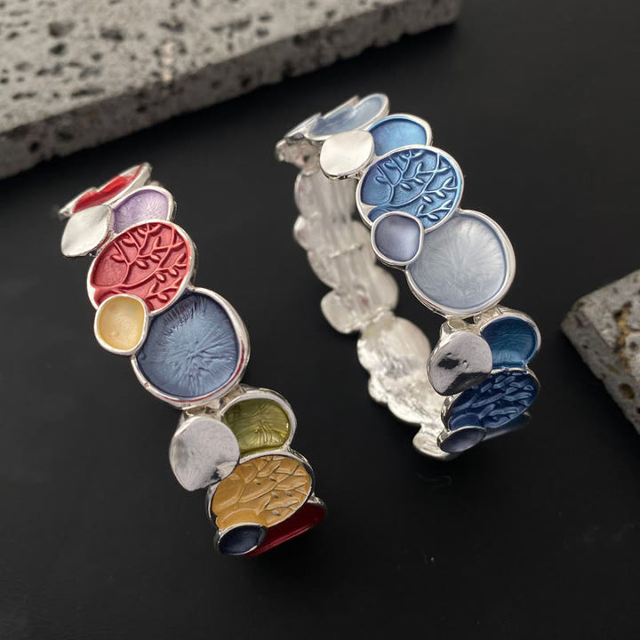 Buddha Stones The Tree Of Life Round Pattern Unity Alloy Elastic Bracelet Bangle - image 10