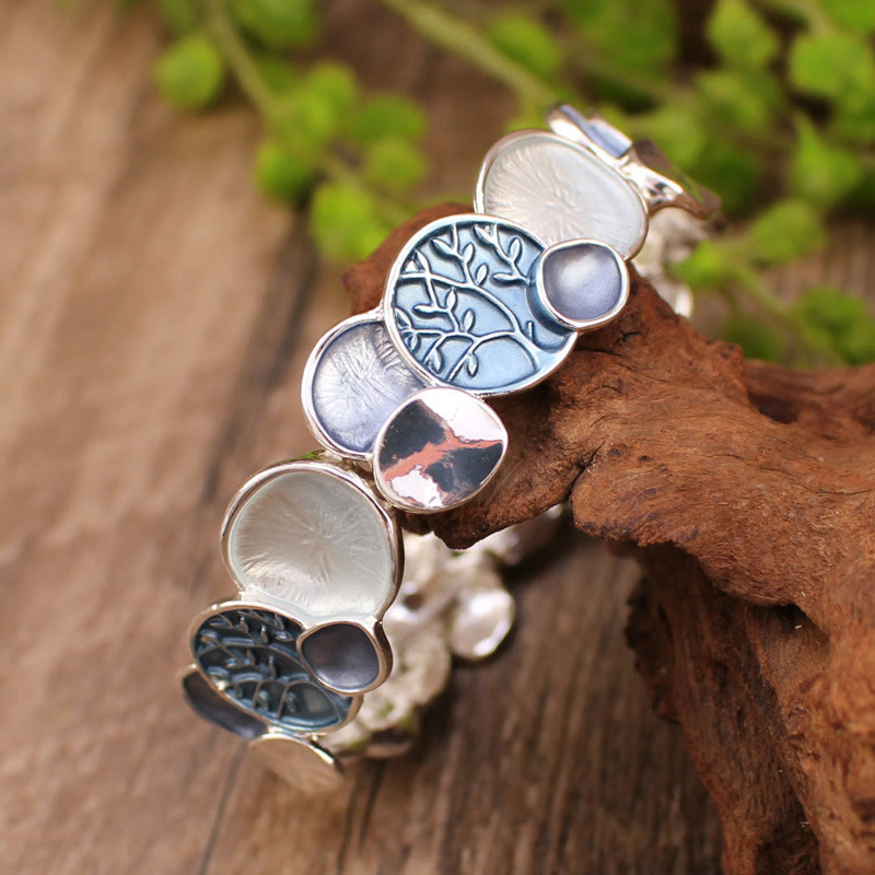 Buddha Stones The Tree Of Life Round Pattern Unity Alloy Elastic Bracelet Bangle - image 6