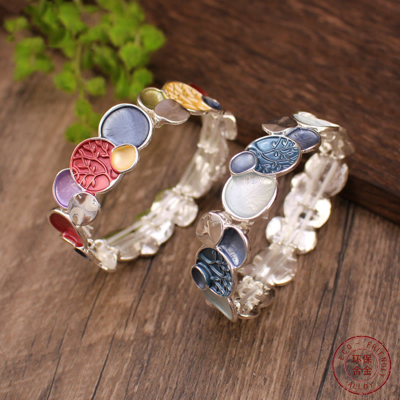 Buddha Stones The Tree Of Life Round Pattern Unity Alloy Elastic Bracelet Bangle - image 11