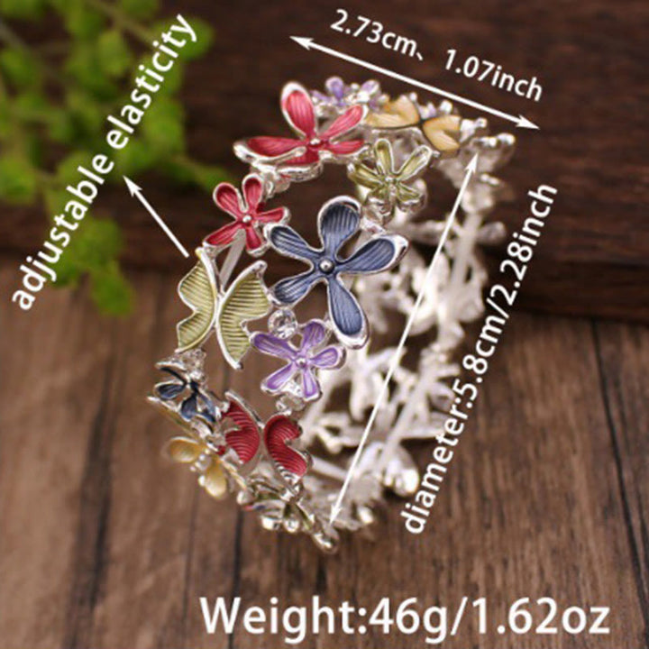 Buddha Stones Colorful Butterfly Flowers Love Alloy Elastic Bracelet Bangle - image 5