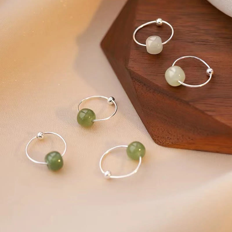 Buddha Stones 925 Sterling Silver Hetian Jade Bead Luck Earrings - image 13