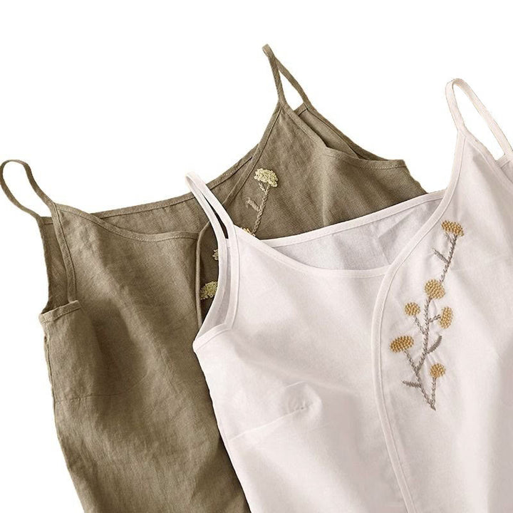 Buddha Stones Ethnic Embroidery Asymmetrical Design Women's Cotton Linen Sleeveless Vest - image 12