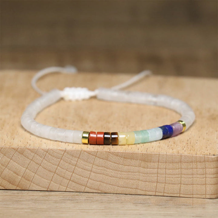 Buddha Stones Natural White Crystal Black Onyx Clarity Spacer Bead Bracelet - image 2