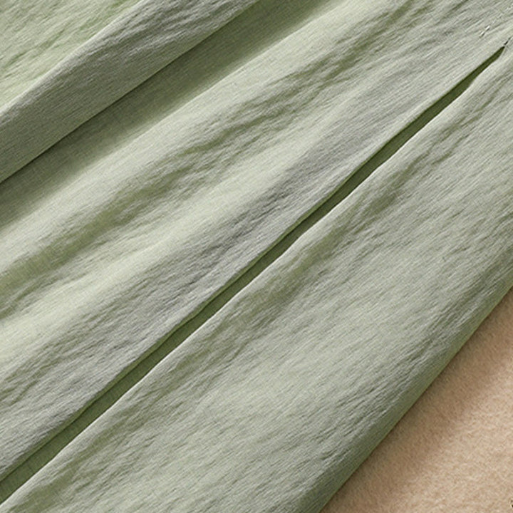 Buddha Stones Casual Contrasting Color Pleated Lace-Up Design Women's Cotton Linen 7-8 Length Skirt - image 31