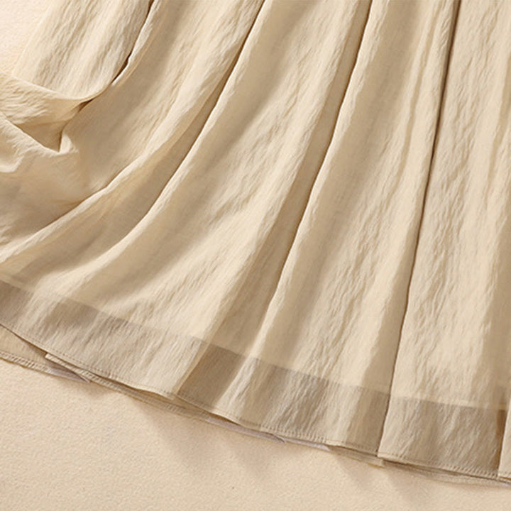 Buddha Stones Casual Contrasting Color Pleated Lace-Up Design Women's Cotton Linen 7-8 Length Skirt - image 6