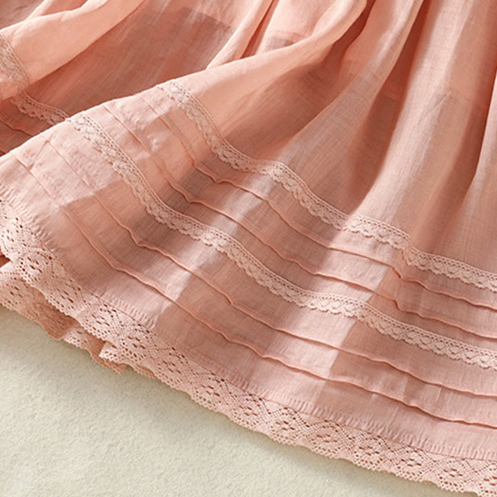 Buddha Stones Summer Plain Drawstring Lace Patchwork Design Women's 7-8 Length Skirt - image 7