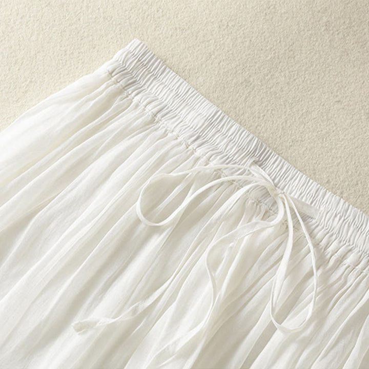 Buddha Stones Summer Plain Drawstring Lace Patchwork Design Women's 7-8 Length Skirt - image 13