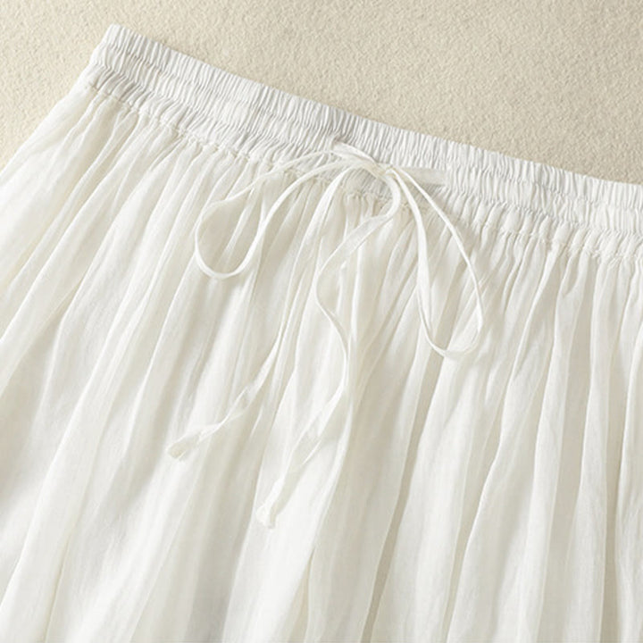 Buddha Stones Summer Plain Drawstring Lace Patchwork Design Women's 7-8 Length Skirt - image 12