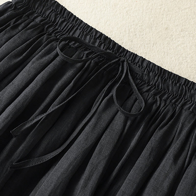 Buddha Stones Summer Plain Drawstring Lace Patchwork Design Women's 7-8 Length Skirt - image 21